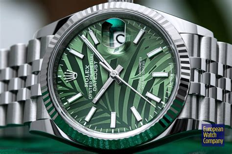 rolex datejust palm green|rolex datejust price chart.